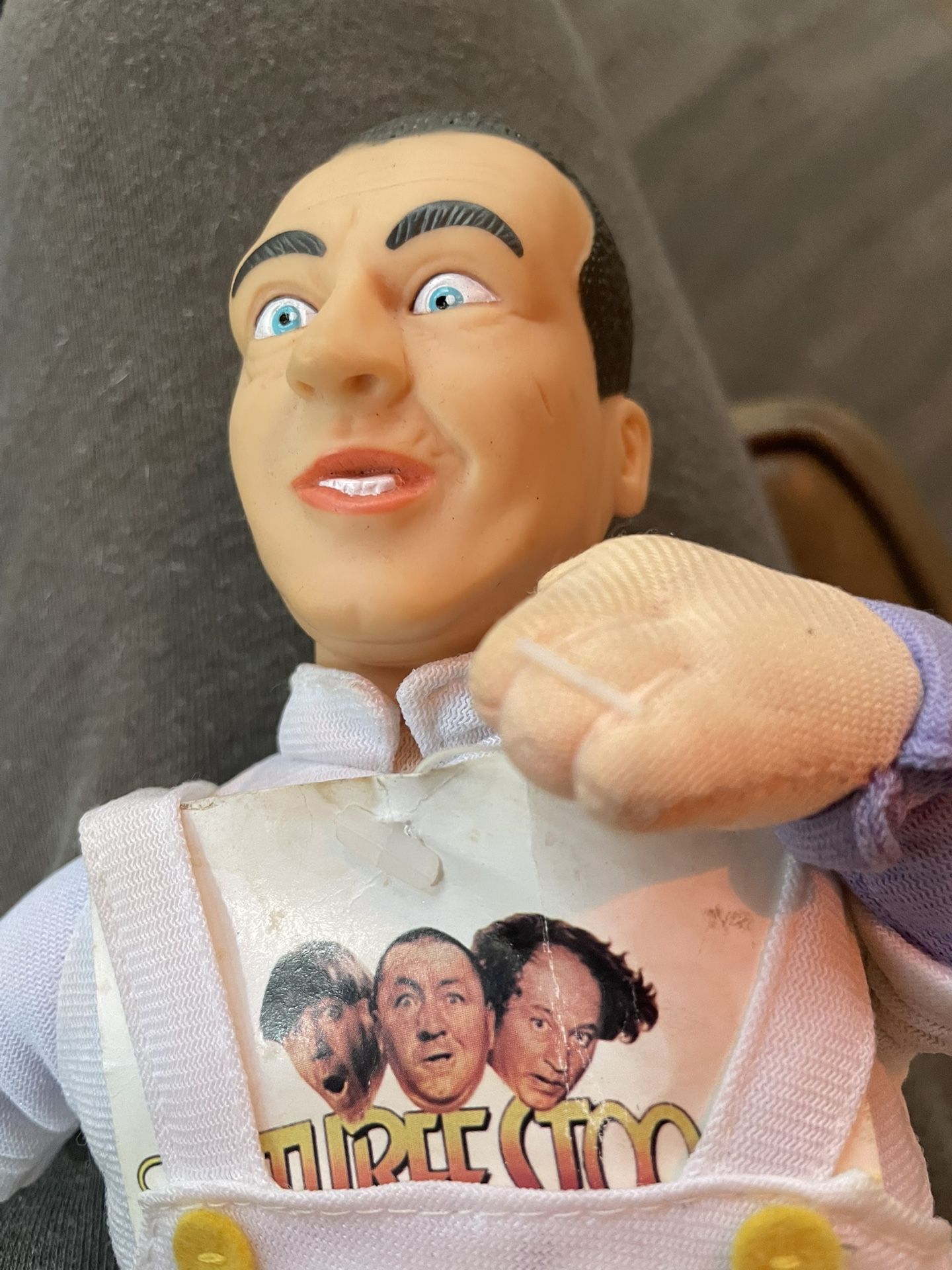 10” Inch Curly, Painter White Overalls The Three Stooges Plush Vinyl Head Doll
