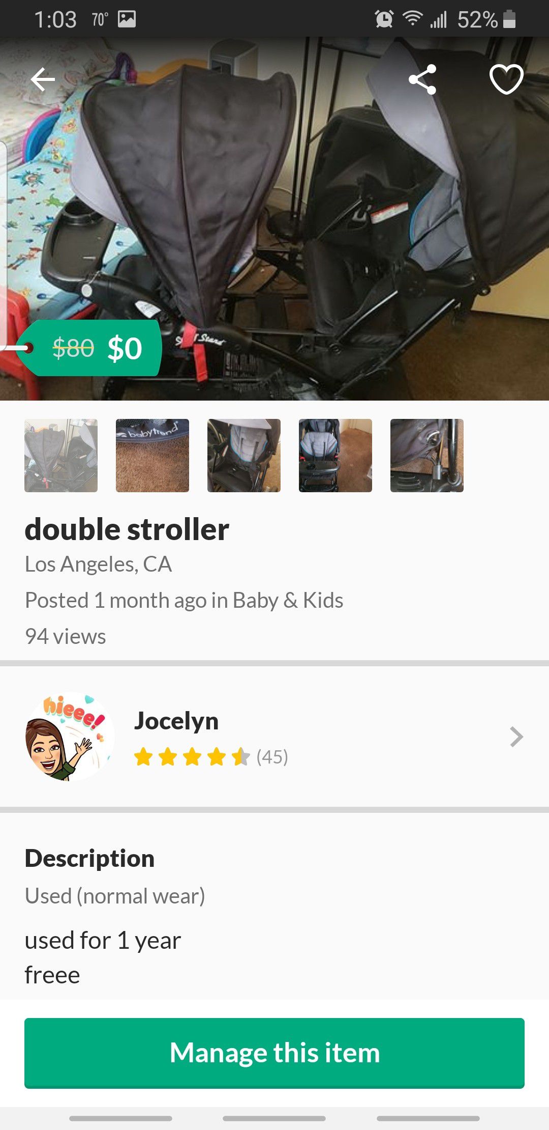 FREE DOUBLE STROLLER