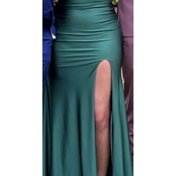 Emerald Forest Green Prom Dress- Long Mermaid Tie Back - Medium
