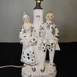 Vtg Victorian Boudoir Lamp Porcelain 18th Century Courting Couple