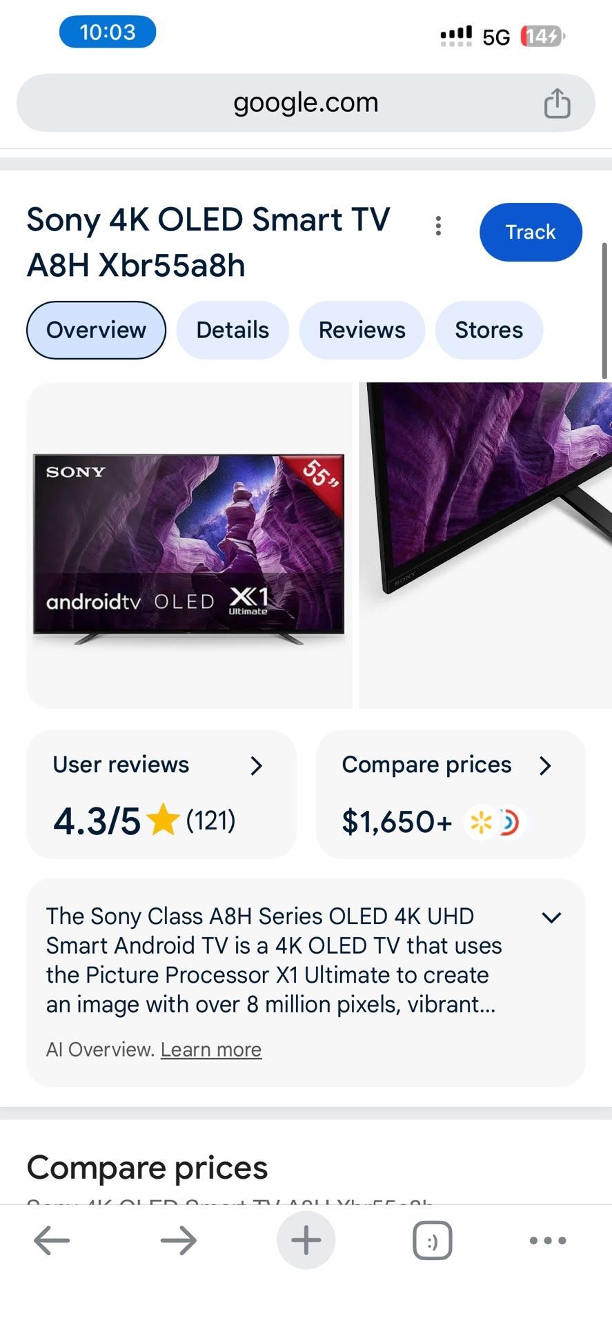 Need Gone Asap! 55” OLED 4K Smart TV – XBR 55A8H –...