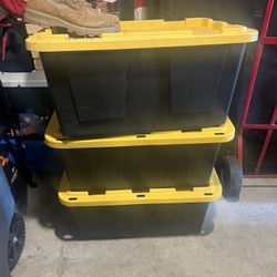 3 Black And Yellow Bins
