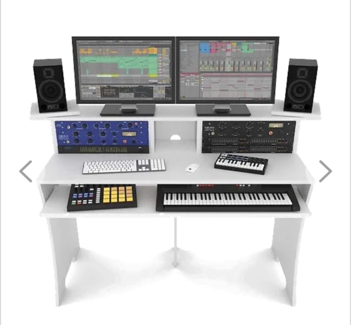 White Multi-Purpose Audio And Production Workbench Desk