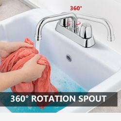 2 Handles Utility Laundry Sink Faucet 4 Inch Centerest with Swivel Spout and NPT3/4 Threaded End Polish Chrome A27 ch $20