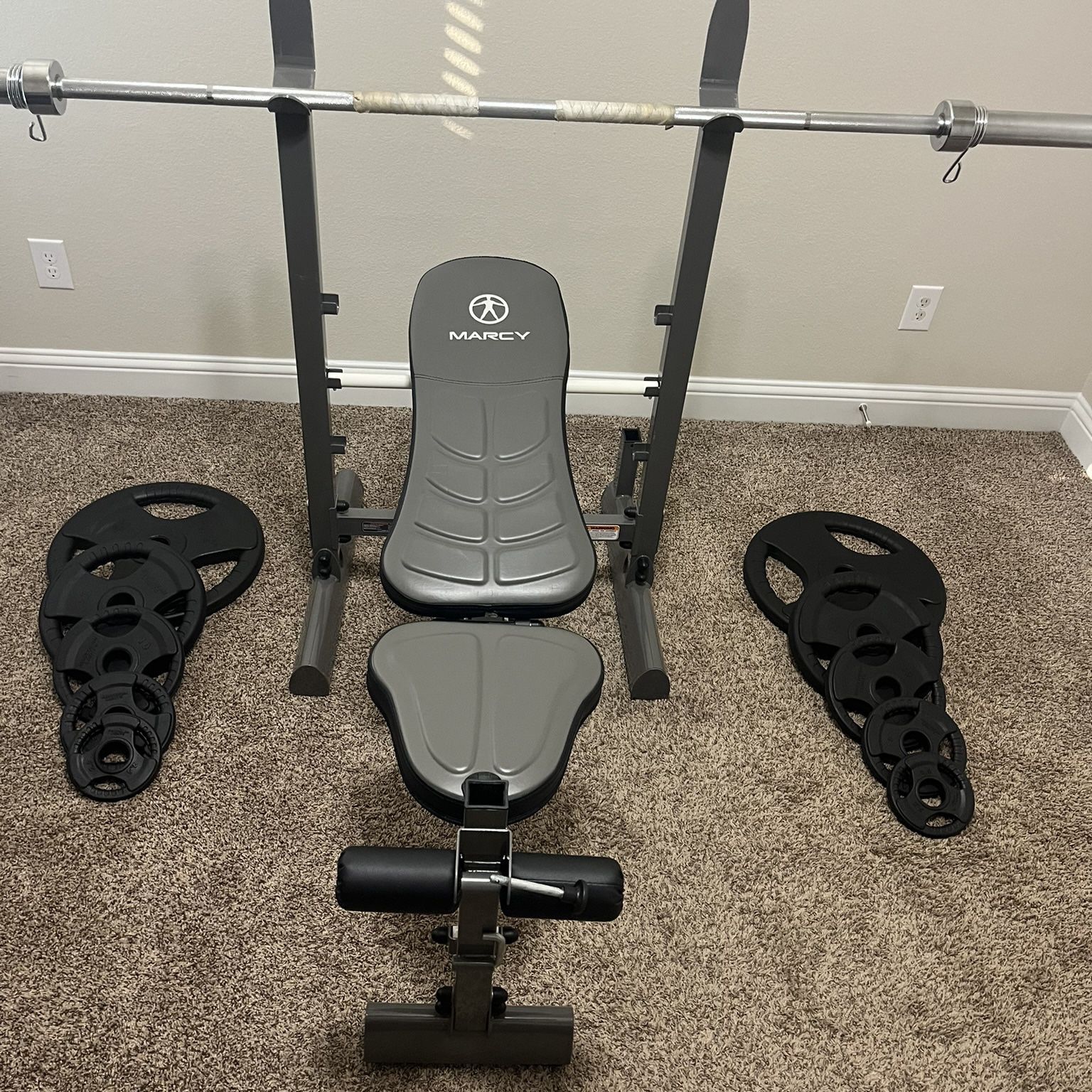 Weight Bench With Bar And Weights.  $325.00