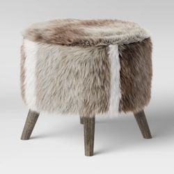 NEW Faux Fur Ottoman Brown/White Threshold