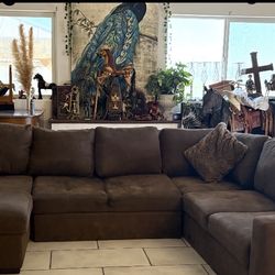 Brown sectional couch