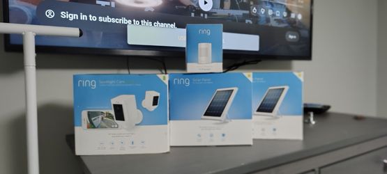 ​BRAND NEW Ring Smart Home Security Bundle | 2 Spotlight Cams + 2 Solar Panels + Motion Sensor
