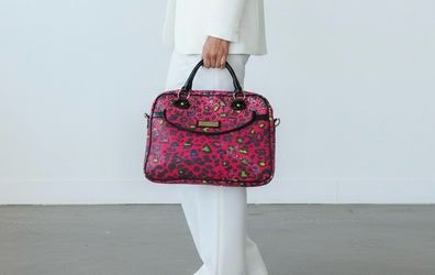 NEW Betsey Johnson Commuter Bag Punk Sequin Animal Print Laptop Case NWT