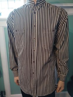 Van Heusen Stripe Long Sleeve Dress Shirt Size L