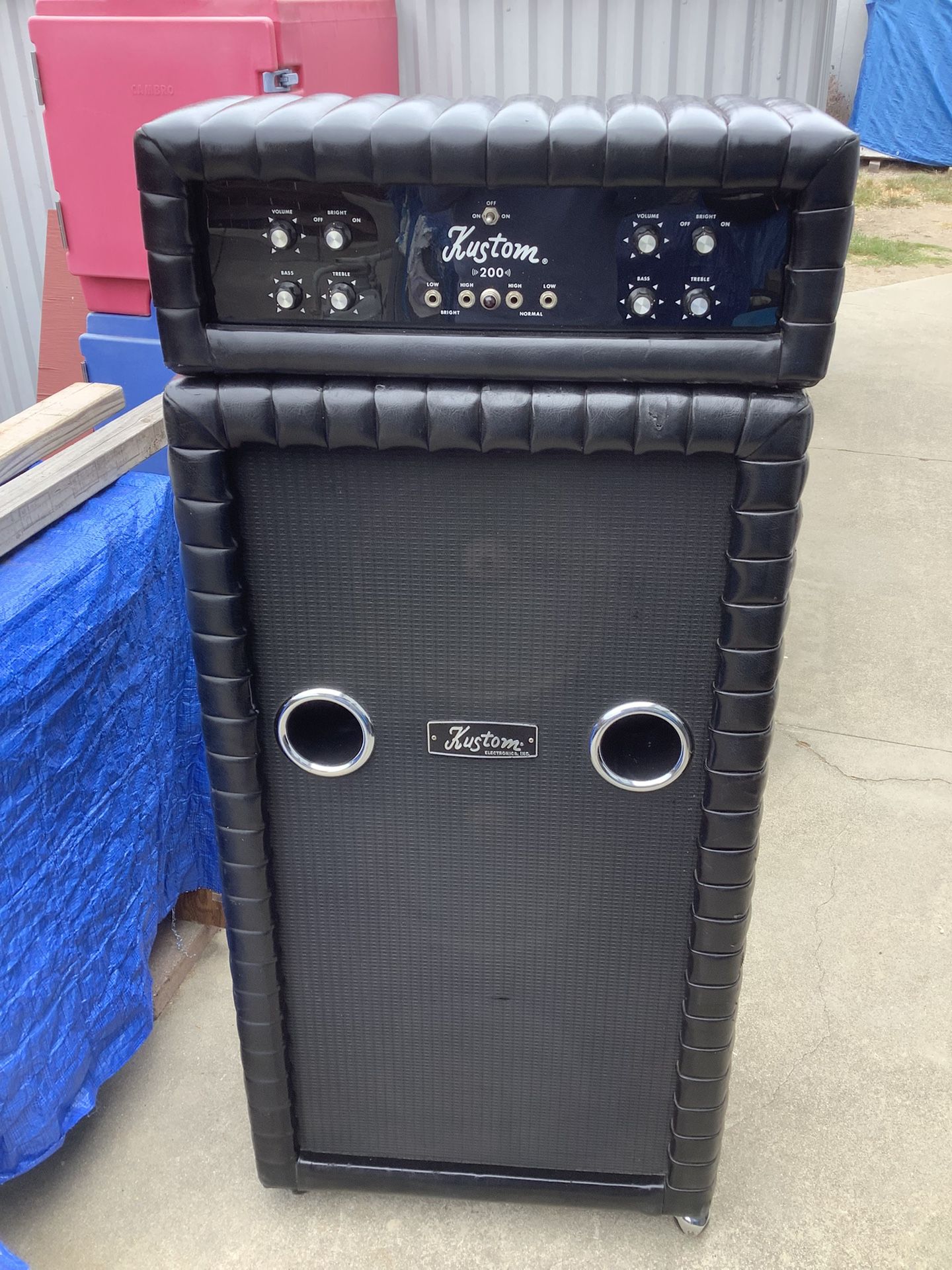 Kustom 200 Amp Head With Rare 3 12” CTS Speaker Cabinet Works Great!