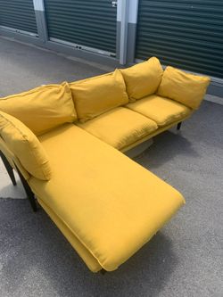 Bright yellow sectional sofa