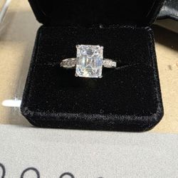 4ct Moissanite Wedding Ring Silver 925 Plated In White Gold 