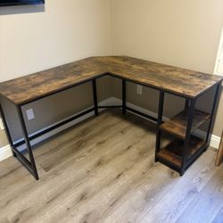 VASAGLE L-Shaped Computer Desk, Corner Desk, 54-Inch Writing Study Workstation, Rustic Brown