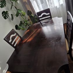 Dark Wood Dining Table with Chairs