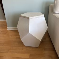 White marble asymmetrical, end tables, modern
