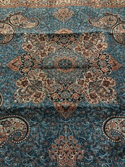 Elegant blue and gold table cover with many details Thumbnail