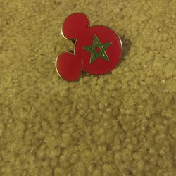 Disney Collectible Pin With Morocco Flag In Shape Of Mickey Head Very Rare