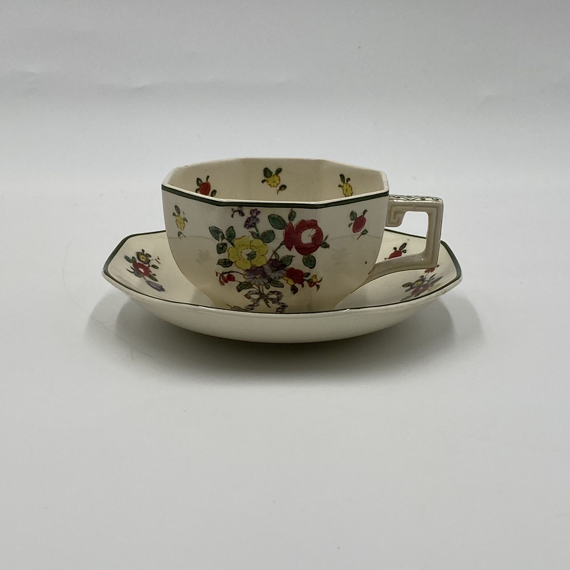 Royal Doulton Old Leeds Spray Flat Cup And Saucer