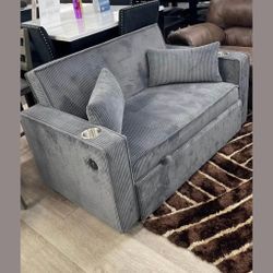 fog corduroy convertible sofa with sleeper bed with cup holders 