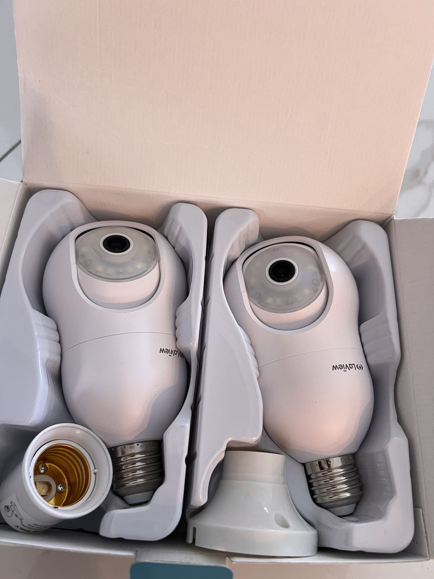 360° 2K Light Bulb Security Camera 2-Pack – Wireless Indoor Outdoor, Motion Detection, Night Vision,