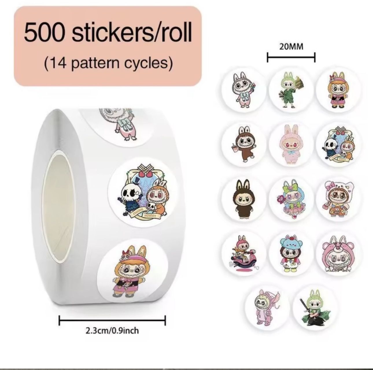 Labubu 500ct Sticker Roll