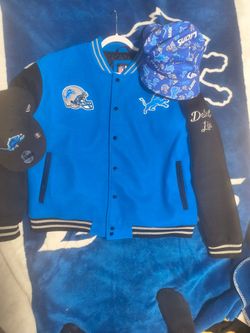 Detroit Lions jacket with Detroit Lions hat and Detroit Lions bucket hat