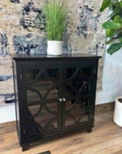 Black Storage Accent Cabinet With Glass(New In A Box)