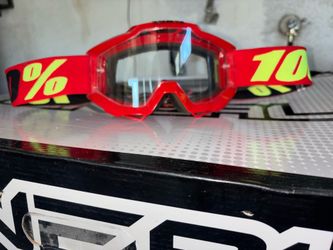 100% Motocross Goggles – Reflective Lens + Bag –