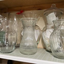 13 Glass Vases Varying Sizes Large, Medium,Small $36