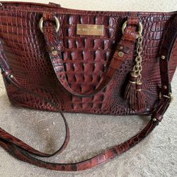 Brahmin Mini Arno Melbourne Tote Croc Embossed Leather Burnt Orange