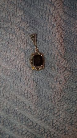 925 silver smokey quartz Z/C pendant