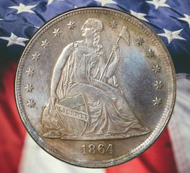 1864 Seated Liberty Dollar Silver Plated Novelty Coin - Cir