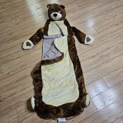 Vintage RARE Hugster Kids Toddler Sleeping Bag 58x22" Teddy Bear Elephant Tiger Brown Cute Adorable Collectible Outdoors Camping Summer