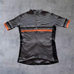 TORM Merino Wool Cycling Jersey Mens Large Gray Orange Sportwool Full Zip Touring Shirt