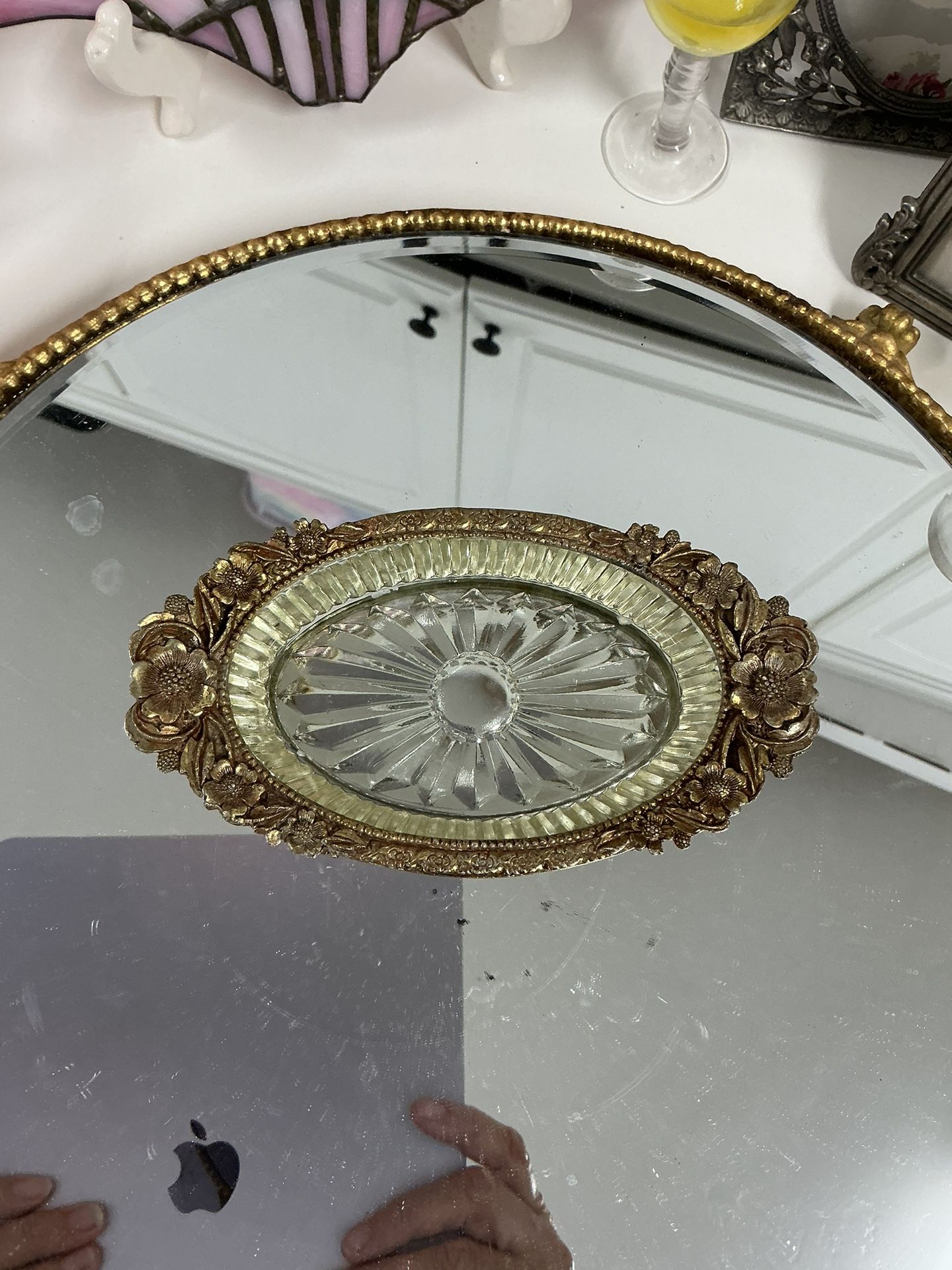 Vintage Gold-tone crystal Dish