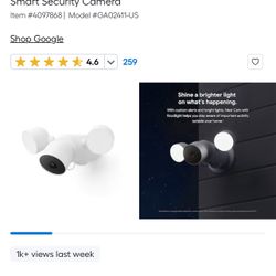 Google Nest Cam with Floodlight - Outdoor Wired Smart Security Camera GA02411-US