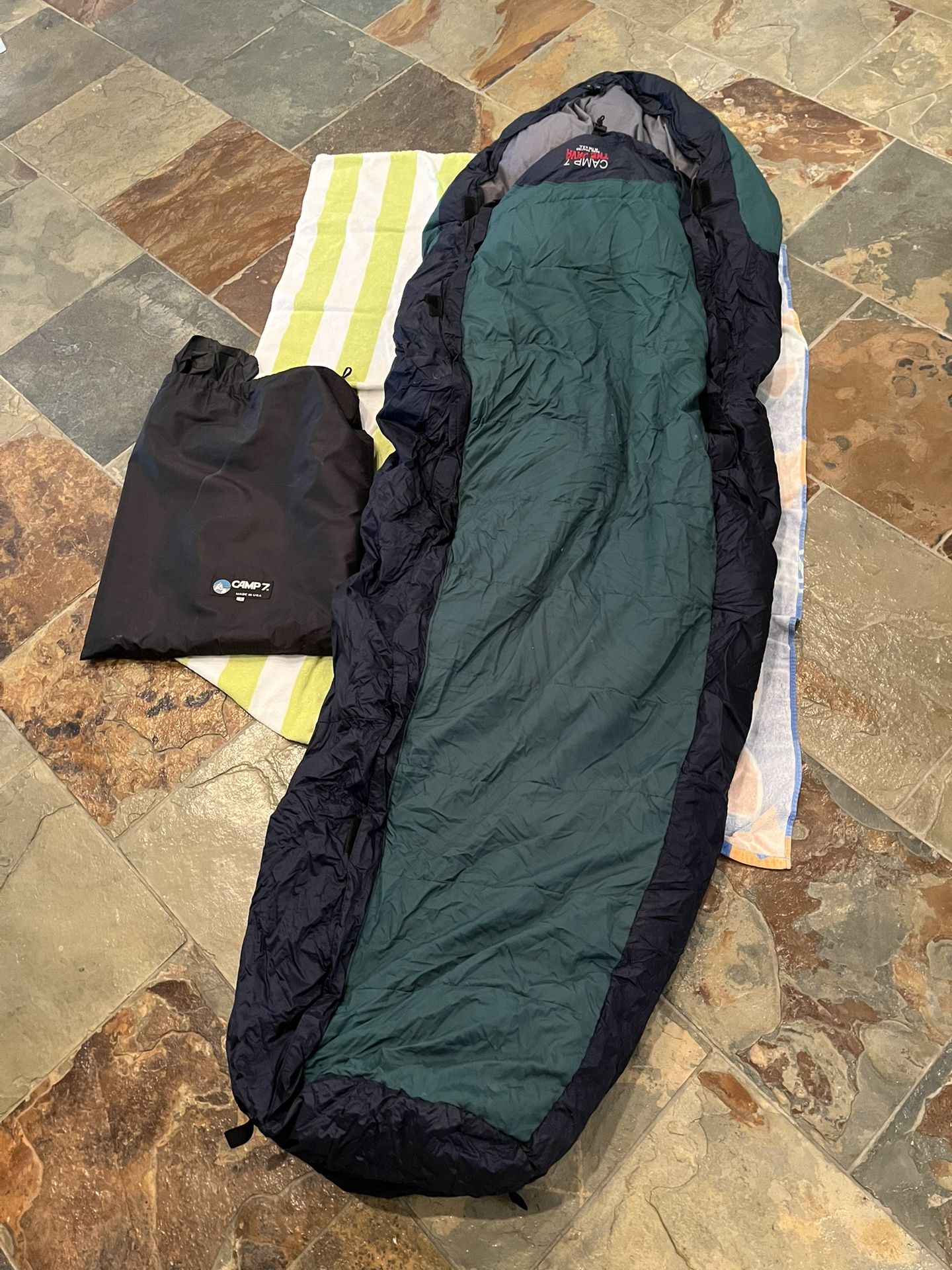 Vintage Camp 7 Outdoor Goose Down Camping Sleeping Bag 65-69” Length