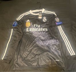 adidas Real Madrid Cristiano Ronaldo #7 Long Sleeve Soccer Jersey M Black White