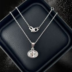 1 Ct Oval Cut Lab-grown Diamond Bezel Pendant In 14k White Gold 