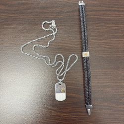 Maserati Leather Bracelet And Necklace  