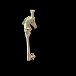 Sterling Silver Horse Key Pendant New