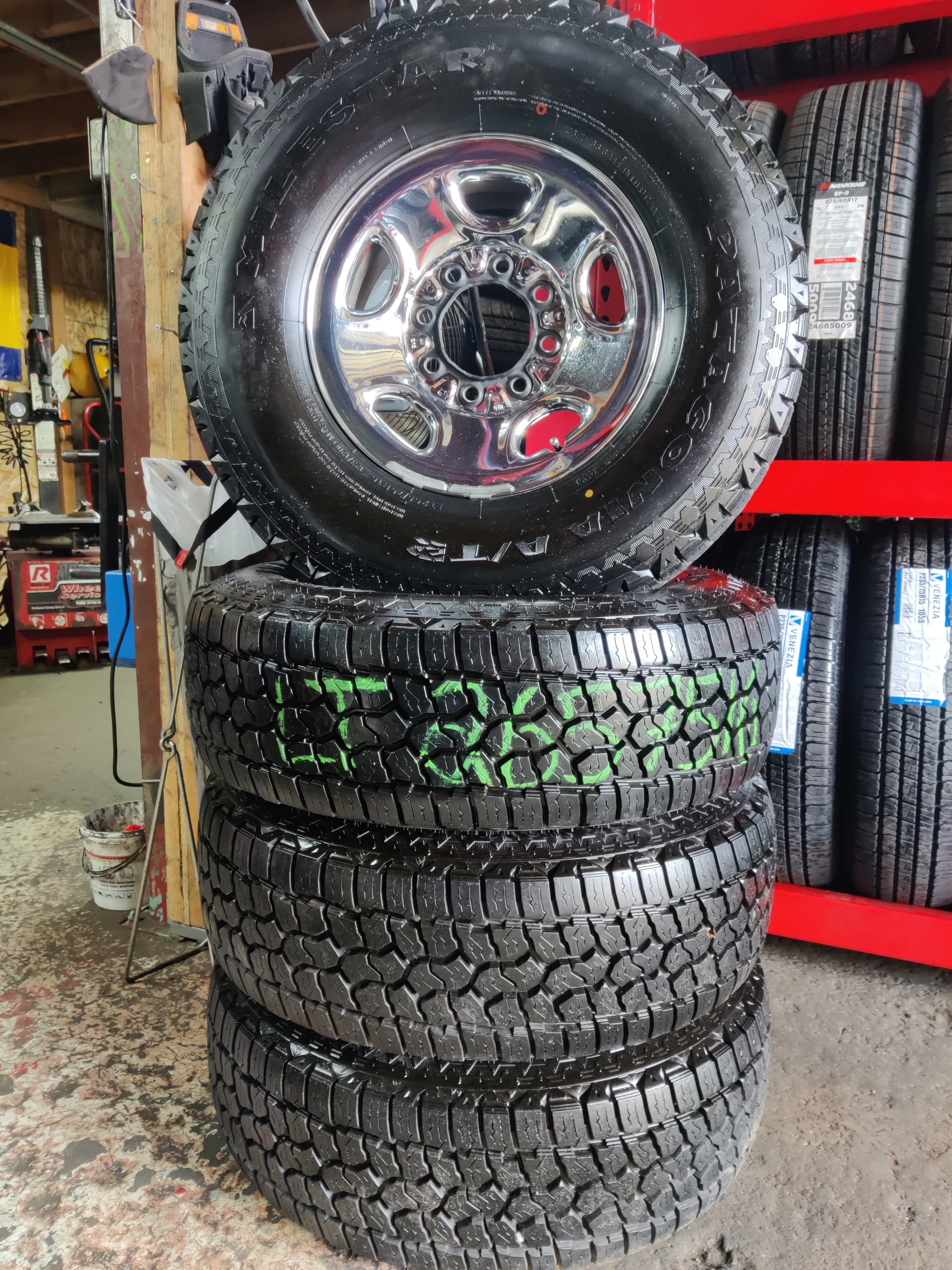 16' Chevy 8x6.5 OEM Wheels LT265/75/16 E Rated 90%