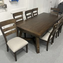 9 Piece Kitchen Dining Table Set W/ Leaf