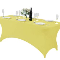 Hezuzo Spandex Table Cover For 6Ft Or 4fT Or 8ft Table Universal Fitted Stretch Tablecloth For Party, Banquet, Wedding And Events-Yellow