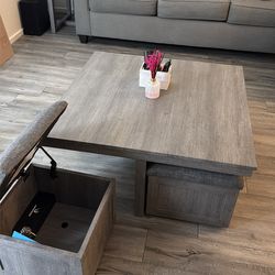 Coffee table with ottomans
