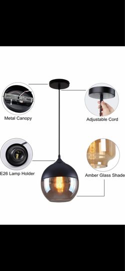 🔥👀🔥 Black Pendant Light, Industrial Vintage Globe Pendant Lamp, 1 Available