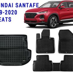 All weather floor mats trunk liner set for Hyundai Santa Fe 5 seats 2019-2020 Suv 3D