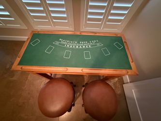 Oak casino Gaming Table&Padded Stools (Blackjack, Roulette, Craps& Box of gaming supplies-N. Summerlin, Las Vegas