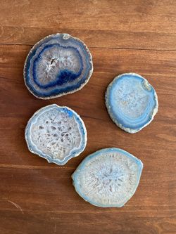 Agate Gemstone Coaster Set Of Four Blue 